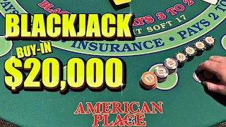 HEART-POUNDING Action In An Unbelievable $20,000 BLACKJACK Buy-In