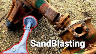 SandBlasting 75 Year old Rusty LandRover Axles!