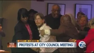 Protesters take over Detroit City Council chambers