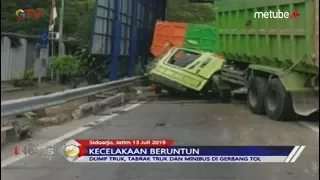 Diduga Rem Blong, 'Dump Truk' Tabrak Truk & Minibus di Gerbang Tol Sidoarjo - BIP 14/07