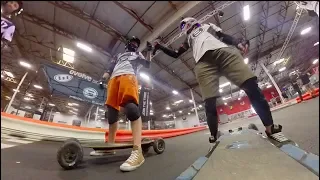 Racing Frogger at World Cup 2018 - Evolve Electric Skateboards Ruroc Helmet Shot with Insta One