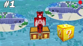 Survivre sur un coffre de Lucky Block entouré de requins ! Minecraft Lucky Block Ep 1