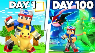 Spending 100 DAYS As ASH KETCHUM in PIXELMON! (Minecraft Pokemon)