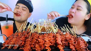 POPULAR FILIPINO STREET FOOD | 100 PCS. ISAW NG MANOK (CHICKEN INTESTINE) MUKBANG PHILIPPINES