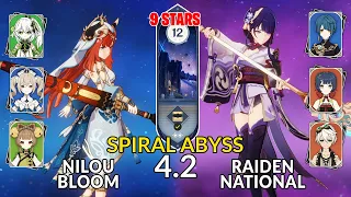 New 4.2 Spiral Abyss│Nilou Bloom & Raiden National | Floor 12 - 9 Stars | Genshin Impact