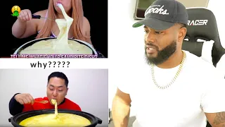 Mukbangers eating gross amounts of cheese | REACTION