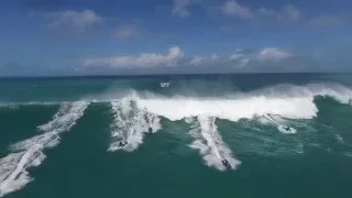 Jet Skis Run From Wave - Eddie Aikau 2016 (HD drone)