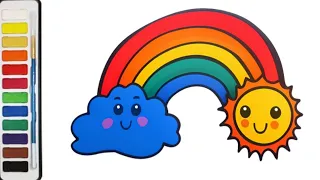 how to draw rainbow and clouds | easy drawing for kids #drawing #cutedrawing
