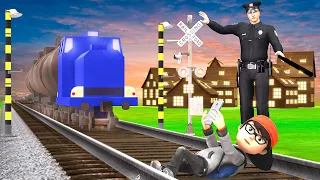 Police Saved Nick from Train Simulation Is Not To Sit And Play Games Near The Railway Train Crossing