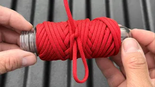 A knot for storing spools of rope, string, or cord.