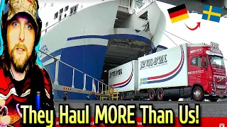 American Reacts to Efficient Euro Trucking - 60 tonnes to Sweden
