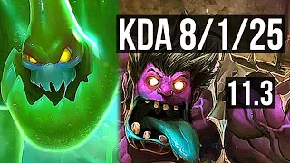 ZAC vs DR. MUNDO (JUNGLE) | Rank 1 Zac, 8/1/25, 1100+ games, Godlike | KR Grandmaster | v11.3