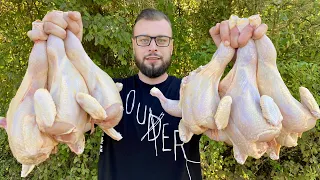 6 Stuffed Chicken’s Spit Roasted, the Meat Literally Falls Apart.