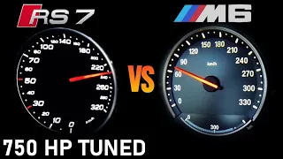 BMW M6 vs 750 hp Audi RS7 0-100 & 0-200