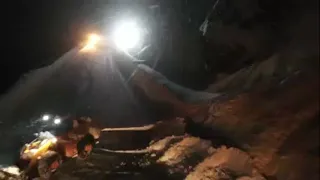 Drone captures WSDOT avalanche control team at night