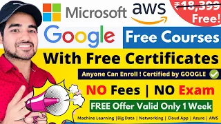 Free Certification Course by Google, Microsoft,AWS | Free Courses With Free Certificate |Pluralsight