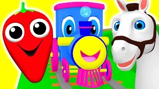 Learning Train | Preschool Educational Videos | Learn Colors, Fruits Animals ABC Songs BusyBeavers