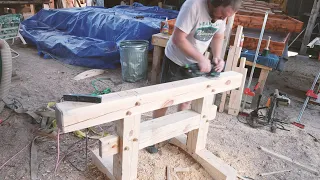Making mortise and tenon timber sawhorses