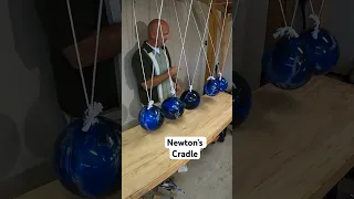 Newton’s cradle made with 5 bowling balls #science #physics