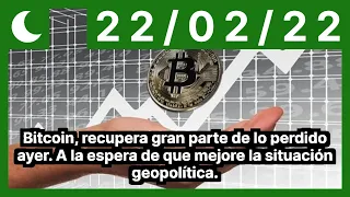 Bitcoin, recupera gran parte de lo perdido ayer. A la espera de que mejore la situación geopolítica.