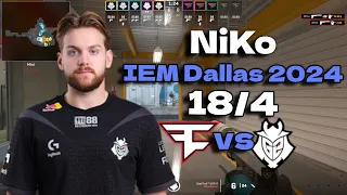 G2 NiKo (18/4) vs FaZe (Nuke) @ IEM Dallas 2024 #cs2 #pov #demo