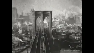 4K: Panorama from the tower of Brooklyn Bridge, USA, 1899. 2160p60