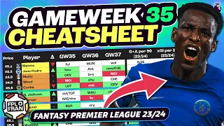 FPL GW35 CHEATSHEET & Transfer Tips | RANK: 8732 | Fantasy Premier League 2023/24