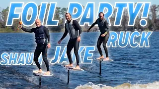 Same Wave Foiling With Friends! This is why foiling is so much fun!