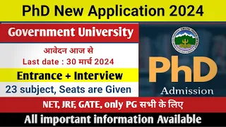 PHD New Application Form 2024, Government University, HPU, PhD Admission 2024