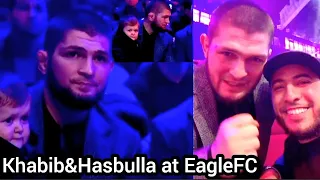 Khabib Nurmagomedov with Hasbulla at EagleFC tournament,  Khabib reaction