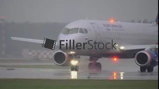 Aeroflot plane Sukhoi Superjet 100 on the runway