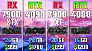 RX 7900 XTX vs RTX 4090 vs RX 7900 XT vs RTX 4080 | Test in 7 Games