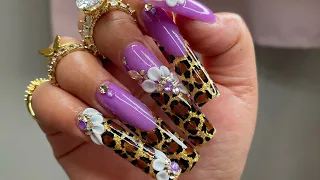 2xl Purple / Hand made Cheetalicious Nail design | start to finish