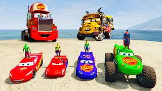 Lightning McQueen's Epic Escape from Giant Spider Clones Crazy McQueen Eater! | GTA V