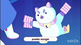 Puppycat cantando el feliz cumpleaños a bee