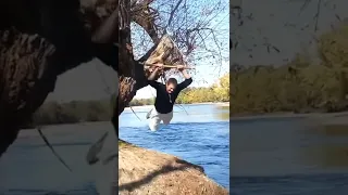 Wind knocked out from rope swing fail