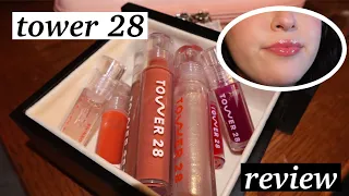 tower 28 lip jelly + milky lip jelly review ✨ // all shades tested!