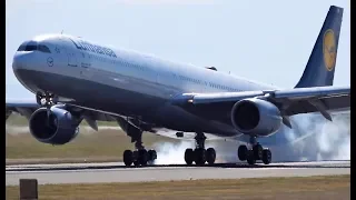 Irregular **Lufthansa A340-600** Landing at Vancouver Int'l airport