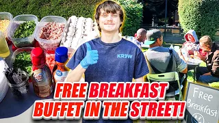Free Breakfast Buffet In The Street For Homeless Community!