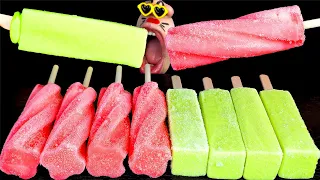ASMR MUKBANG Strawberry & Melon Ice Cream Popsicle EATING SHOW (4K)