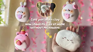 How I make DIY Air Dry CLAY at home (without microwave) 🎀Homemade cold porcelain clay