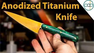 Making a Golden Anodized Titanium Knife with Malachite Scales - Part 2