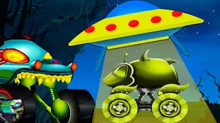 Alien Invasion Cartoon Show For Children By Haunted House Monster Truck