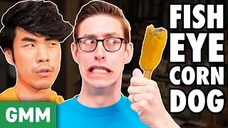 Nasty Corn Dog Taste Test ft. Try Guys (Cornhole Game)