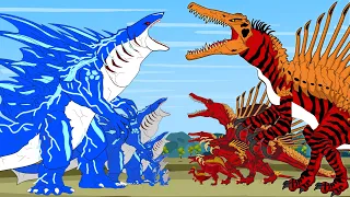 TEAM SHARKZILLA vs SPINOSAURUS DINOSAURS: Who Would Win? | Monsters Ranked From Weakest To Strongest