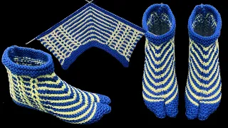 New Knitting Pattern For Ladies Socks/Shoes/Slippers/Jurab/Designer Anguthe Wali Socks # 190