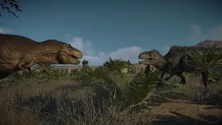 T-Rex Vs Giganotosaurus!!!?! Jurassic World Evolution 2