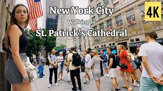 Walking on Fifth Ave to St. Patrick's Cathedral | New York City 4K 60fps