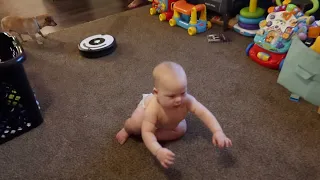 Baby Is Scared Of The Roomba!!