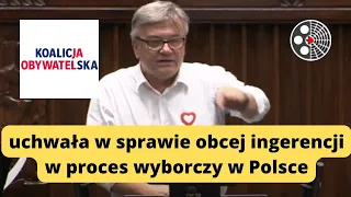 Artur Łącki - ws. uchwały w sprawie obcej ingerencji w proces wyborczy w Polsce
